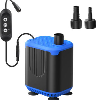 Tawatiler Submersible Pump, Ultra Quiet Aquarium Water Pump with Controller, High Lift with 4ft, 2 Nozzles for Fish Tank, Pond, Aquarium, Statuary, Hydroponics Green