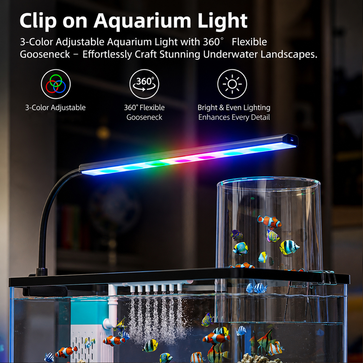 Tawatiler Negative Pressure Aquarium Fish Tank Kit, 4 Gallon Betta Fish Tank Starter Kit with Light, Heater, Filter, Blue Sand, Smart Fish Tank for Small Tropical Fish, Guppies, Goldfish, or Betta - Image 3