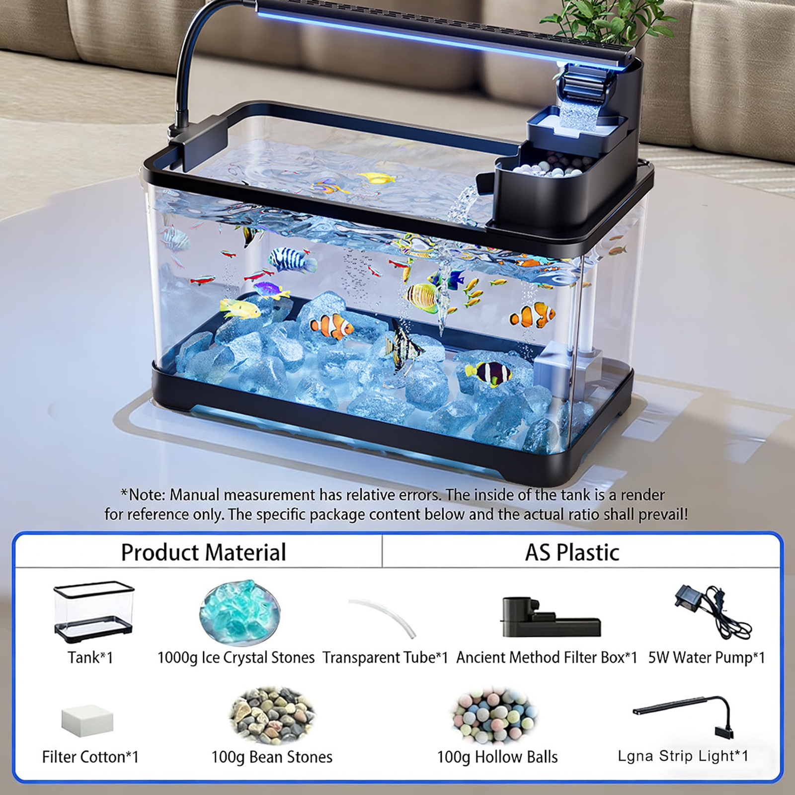 Tawatiler 4 Gallon Fish Tank, Aquarium Starter Kit with Filter and Light, All in One Small Fish Tank for Betta, Kids & Desktop Use - Image 5