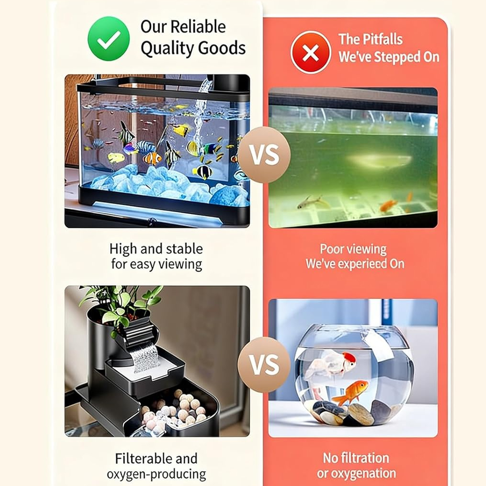 Tawatiler 4 Gallon Fish Tank, Aquarium Starter Kit with Filter and Light, All in One Small Fish Tank for Betta, Kids & Desktop Use - Image 6