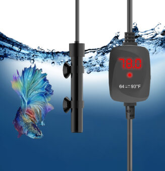 Tawatiler Super Mini Aquarium Heater Alumina Ceramic Betta Heater Adjustable Submersible Fish Heater Small Fish Tank Heater Turtle Heater with Digital Display Thermostat