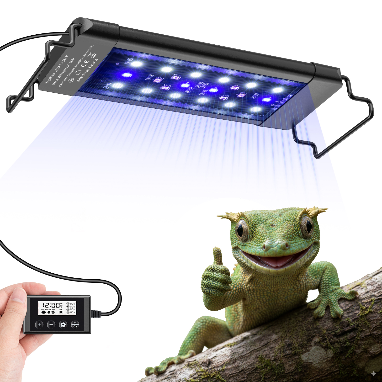 Tawatiler LED UVA UVB Light for Reptiles, Full Spectrum UVA & UVB Reptile Light with Auto 24-Hour Cycle Timer & 10 Dimmable with Controller for Turtles, Snakes, and Bearded Dragons