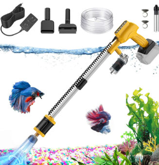 Tawatiler Cordless Aquarium Gravel Cleaner, 6 in 1 Electric Fish Tank Vacuum Cleaner Compatible with Dewalt 20V Battery, 3 Adjustable Power, Automatic Water Change for Freshwater and Saltwater